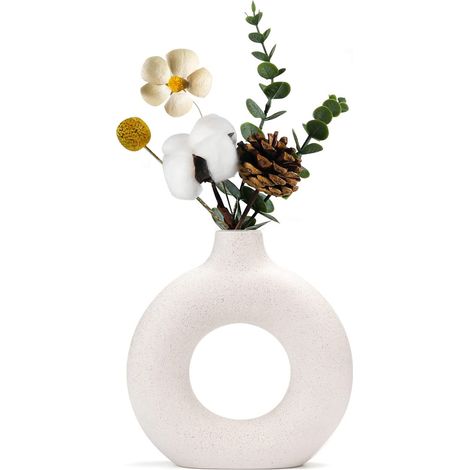 Vaso Fiori Ceramica Donut Rotondo Bianco 18 x 19 cm (1/5)