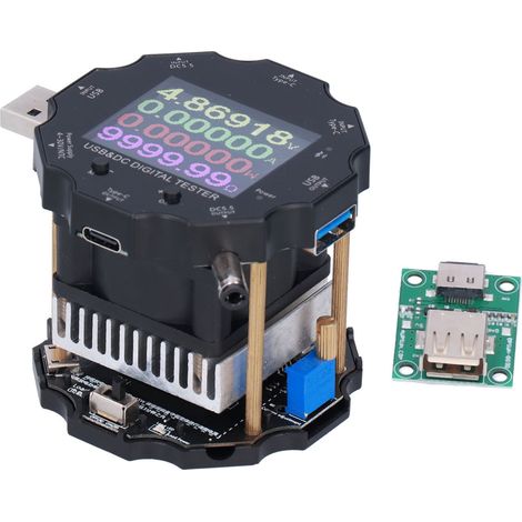 Testeur USB écran LED HD 3-en-1 multimètre numérique avec module boîte en fer pour mesure tension courant puissance (1/5)