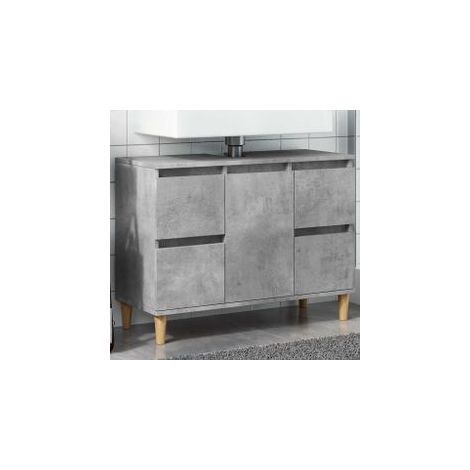 Meuble d'évier gris béton 80x33x60 bois d'ingénierie