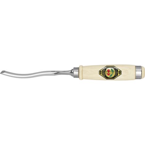 Kirschen Stechbeitel mit Weißbuchenheft geschwungene Form, 10 mm