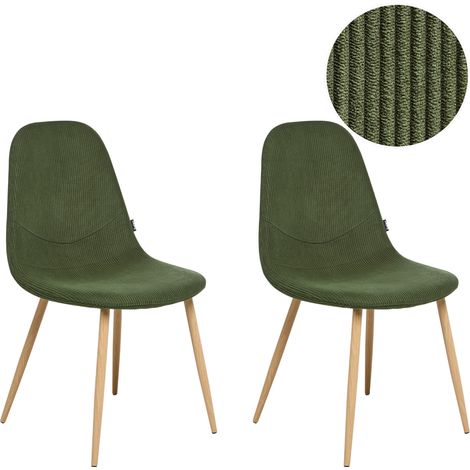 Conjunto de 2 sillas de comedor asiento tapizado de pana con patas de hierro verde Hilden (1/5)
