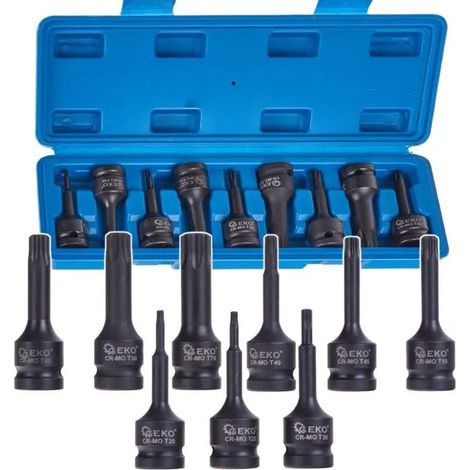 Clés et douilles geko torx socket set acier chrome-molybdène 9 pcs (1/3)