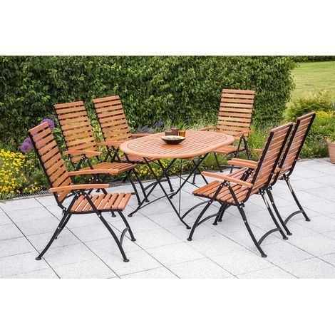 Schlossgarten Set 7tlg 6 Sessel Tisch oval 140x90cm