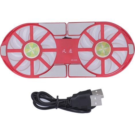 Socle de refroidissement pliable pour PC portable avec 2 ventilateurs - Grand flux d'air - Dissipateur thermique - Rouge (1/5)
