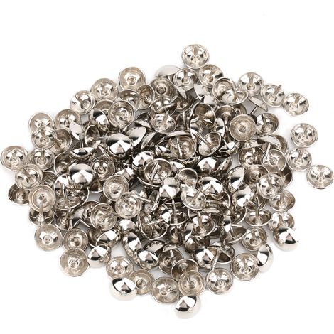 Paquet de 150 clous rembourrés, à tête ronde, fixations pour canapé blanc argenté, 9 mm de diamètre. (1/3)