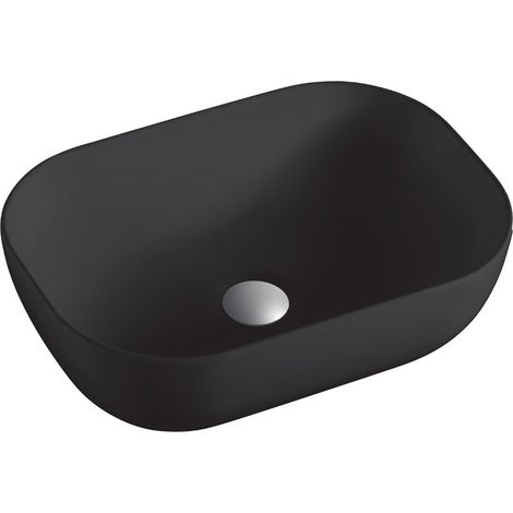 Lavabo Sobre Encimera Cerámico Negro Mate Lavamanos Baño para Encimera Rectangular 50,5cm x 40,5cm (1/4)