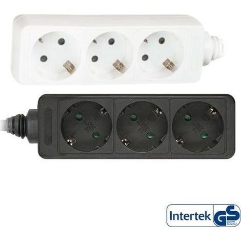Elektrische Steckdosenleiste inline 3 Steckdosen weiß 3680 W 5 m