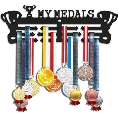Présentoir à Médailles, Présentoir à Médailles de Mode de 30 cm de Long, Cadre de Support Mural en fer My Medals, Gymnastique, Football, Présentoir à Softball (1/4)