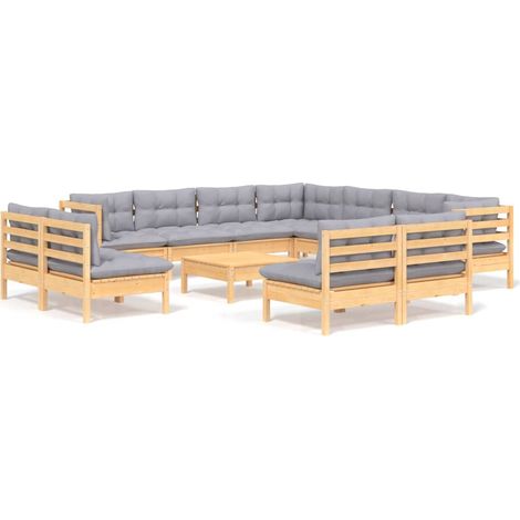 Maison Exclusive - Juego de muebles de jardín 12 pzas y cojines m (1/5)