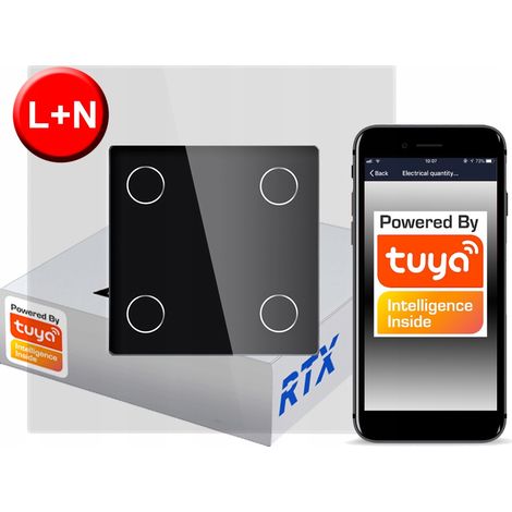 Berührungsschalter 4-polig ZigBee TUYA RTX SH L+N (1/5)