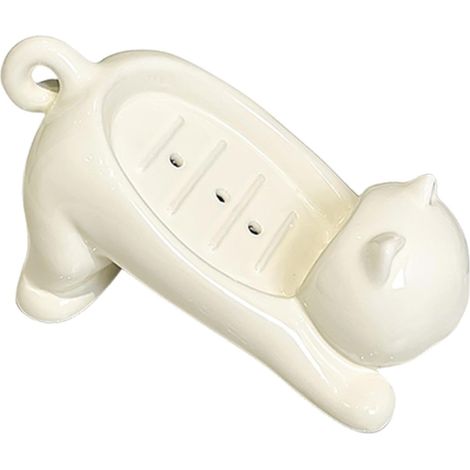 Porte-savon en forme de chat adorable chaton céramique, pot à savon, (1/5)