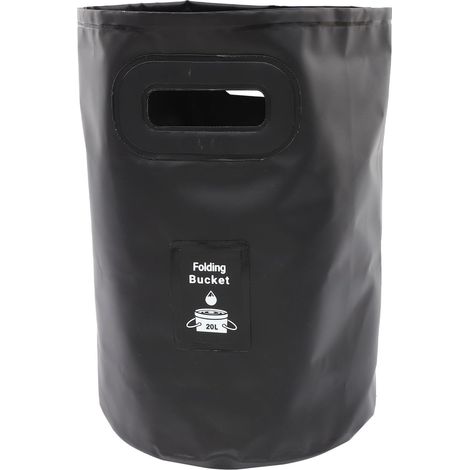 Seau Pliable Portable de 15l en PVC Noir Tissu en Maille, pour Camping et Urgence Intérieure, Léger et Facile à Transporter (1/5)