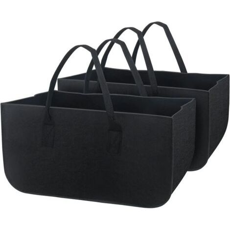 QORVA-2 Pièces Sac à Bûches de Cheminée Sac à Bois de Chauffage Sac à Bûches en Feutre, Panier de Rangement Pliable de Grande Capacité Sac à Provisions, pour le Shopping de Jouets à Bûches de Bois de (1/5)