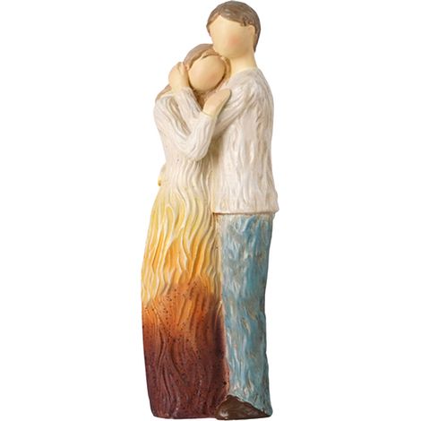Figurine Décorative Famille en Résine Imitation Bois Blanc - Couple et Bijoux, Ornement de Bureau ou Cadeau Festif (1/5)