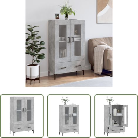 Betonfarbe - Highboard Betongrau 69,5x31x115 cm Holzwerkstoff (1/5)