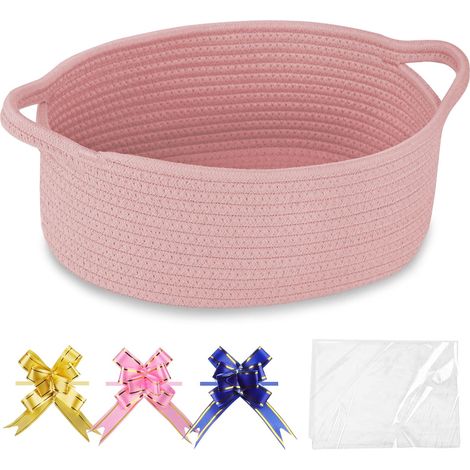 Geflochtener Korb mit Henkeln, 30,5 x 20,3 x 12,7 cm, puderrosa, zur Aufbewahrung von Spielzeug oder Geschenken