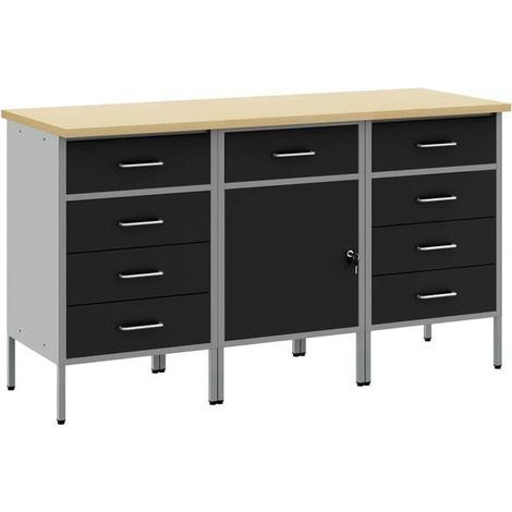 Ensemble de trois meubles de rangement noirs et gris, dimensions : 150 x 55 x 85 cm (1/5)
