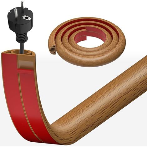 Goulotte Passe Cable, 3m x 25mm Passe Cable Sol Cache Fil Électrique Autoadhésive Flexible en PVC Souple Demi-Rond pour Câbles TV Muraux, Petit Canal de Câble pour la Maison et Le Bureau (1/5)