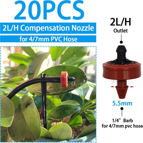 (P-2L-20PCS) Arroseur goutte-à-goutte pour serre et jardin, diffuseur de brume réglable, piquet, buse rotative à micro-pulvérisation (1/5)