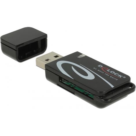 Delock Lector de tarjetas Mini USB 2.0 con ranura para SD y Micro SD