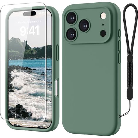 Coque pour iPhone 18 Pro Max Silicone avec Verre Trempé, PineVert (1/5)