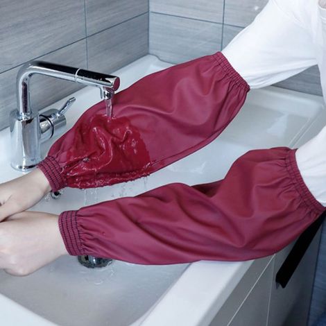Oversleeves Imperméables - Matière PU - 38 x 18 cm - Élastique Poignet et Coude - Pour Cuisine Atelier Soins de Santé - Lot de 2 (1/5)