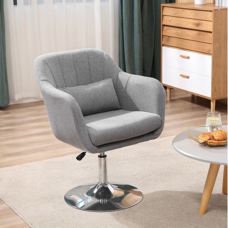 Silla giratoria ajustable de oficina, 360°, respaldo con soporte lumbar y reposabrazos, poliéster gris (1/5)