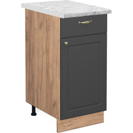 Küchenunterschrank Fame-Line, Anthrazit-Gold, 40 cm , AP Marmor, Vicco