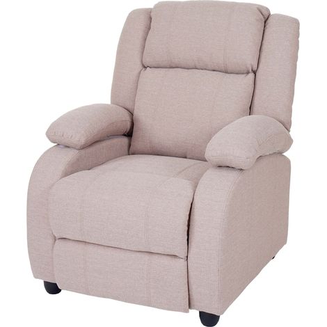 [NEUWERTIG] Fernsehsessel Glasgow, Relaxsessel Liege Sessel, Stoff/Textil creme-grau