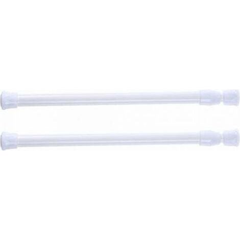 Lot de 2 tringles à rideau de douche télescopiques, sans perçage, pour douche, baignoire, armoire, blanc, largeur 40-70 cm (1/5)