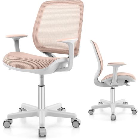Chaise de Bureau pivotante à 360 ° pour Enfant, Hauteur d'assise réglable en Hauteur de 43 à 55 cm, Rose (1/5)