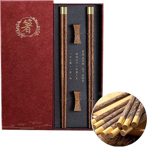 Élégant ensemble de baguettes avec supports à sushis, cadeau bordeaux haut de gamme (1/5)