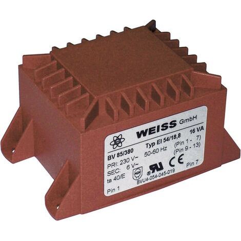 Weiss Elektrotechnik 85/382 Transformateur pour circuits imprimés 1 x 230 V 1 x 12 V/AC 16 VA 1333 mA S71139 (1/3)