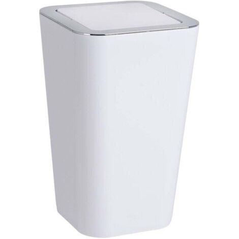 QORVA-Poubelle Salle de Bain à couvercle oscillant Candy , Poubelle à Couvercle basculant, Plastique haut de gamme, Capacité 6L, 18x28,5x18cm, Blanc