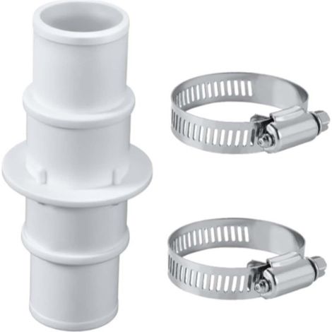 Conector para manguera de piscina, con ventosa recta, para piscinas de 1-1/4" y 1-1/2", con 2 abrazaderas para manguera. (1/5)