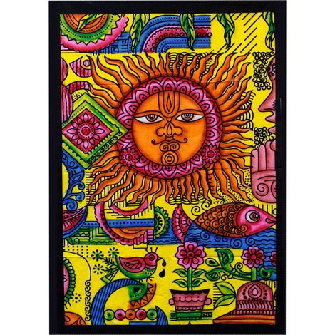 Art mural en coton brossé à la main - Soleil- Vendu par 1 (1/4)