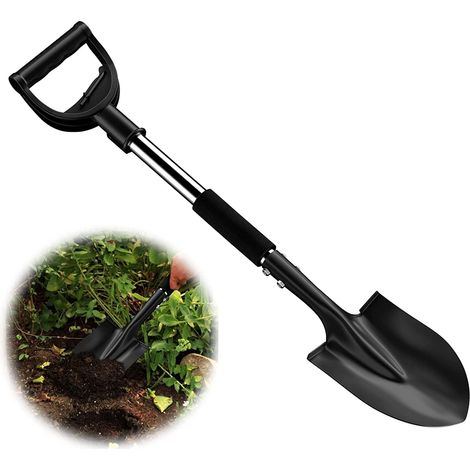 Pelles pour Creuser, 78cm Bêche de Jardin en Acier avec Poignée en D - Pelles pour Creuser en Sols Durs et Caillouteux pour Camping Car Gardening/Argent (1/5)
