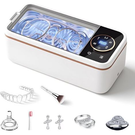 Limpiador ultrasónico de joyas: dispositivo de limpieza ultrasónica de 45 kHz con un depósito de acero inoxidable 304 de 350 ml (12 oz) (1/5)