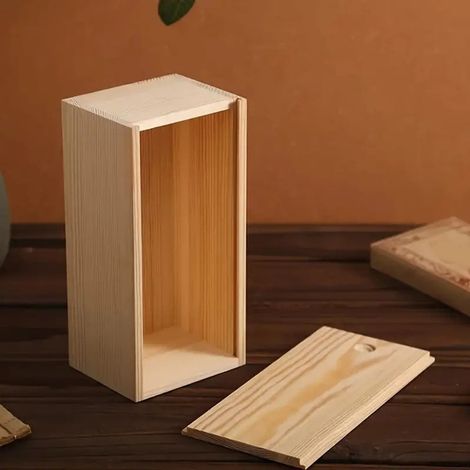 Boîte En Bois - Boîte À Tiroir Coulissant Avec Couvercle - Pour Rangement Ou Cadeau - 14,5 x 7,5 x 4,5 cm Et 20 x 10 x 6,5 cm - 1 Pièce (1/5)