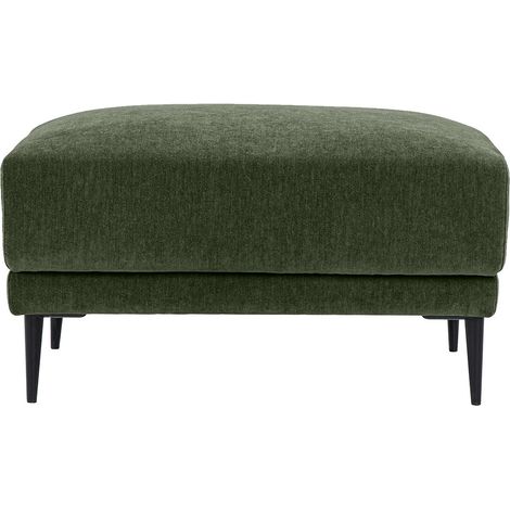 Puf reposapiés de tela efecto terciopelo verde caqui y metal negro JERRY (1/4)