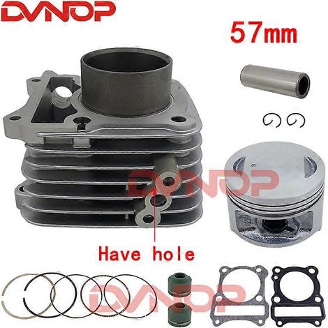 Kit de cilindro de 57 mm, pistón y junta. Todos los juegos para Suzuki GS125 GN125 125CC GN 125 EN125 GZ125 DR125 TU125 157FMI K157FMI (orificio plano plateado). (1/5)