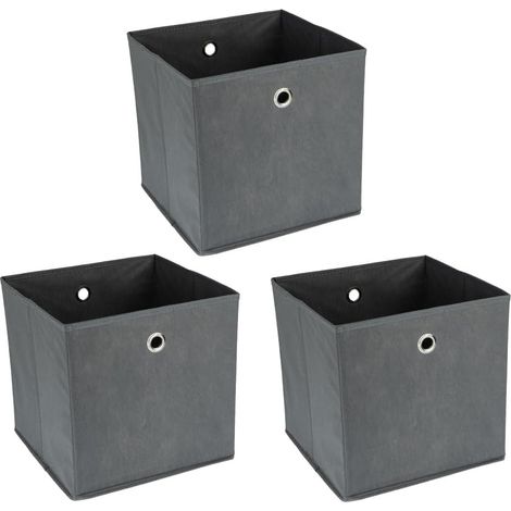 Lot de 3 Boîtes de rangement pliables, Carton robuste, Nylon, Gris, Pour placard étagère (1/5)