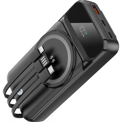 Batterie externe 20 000 mAh - Chargeur rapide 22,5 W - Chargement sans fil MagSafe et câbles intégrés - Compatible avec Apple iPhone 13/14/15/16/17 et Samsung S23/S24/S25 (1/5)