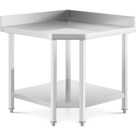 Tavolo da lavoro professionale in acciaio inox da cucina angolare in acciaio inox 90 x 70 cm portata 300 kg 140003648