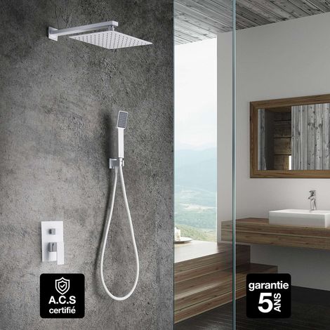 Colonne de Douche anti-calcaire Encastrée Blanc Mat IMEX DUBLIN GPE006/BL (1/3)