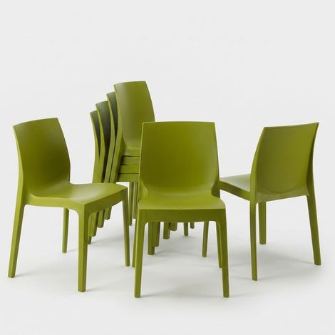 Lot de 22 Chaises Rome Grand Soleil en polypropylène empilables pour bar et café - Anis vert (1/5)