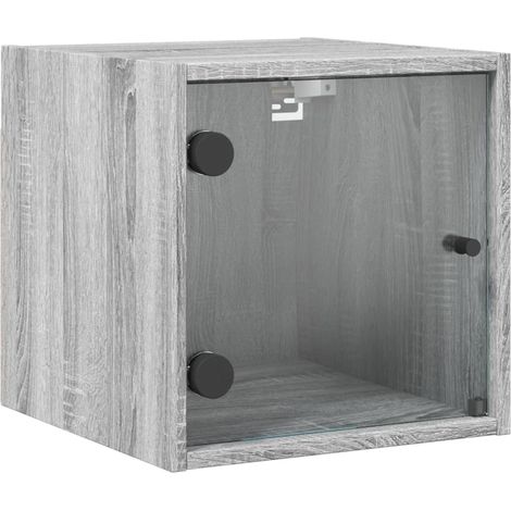 Maison Exclusive - Nachttisch mit Glastür Grau Sonoma 35x37x35 cm