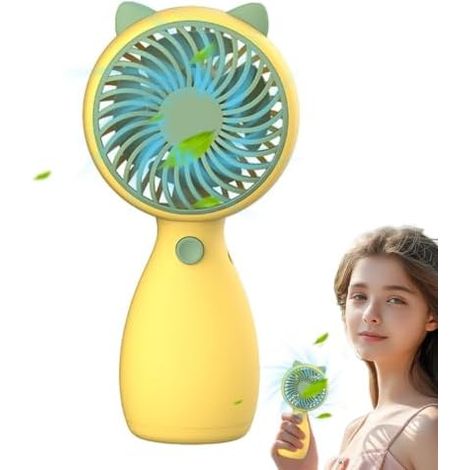Petit ventilateur  Ventilateur portable et sûr  Batterie rechargeable confortable avec poignée antidérapante  Idéal pour la maison, l'intérieur, les voyages et l'extérieur (1/5)