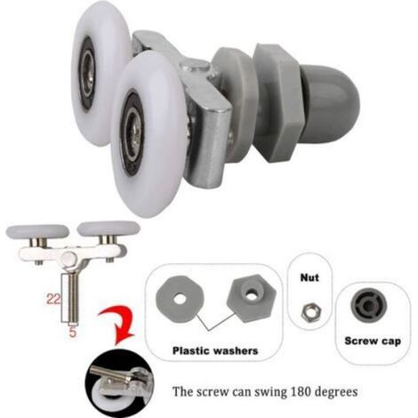 Roulettes Doubles pour Porte de Douche Roulettes pour Porte de Douche Roulettes Coulissantes Porte Salle de Bain Douche Rouleau de (1/4)