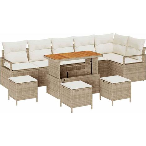 Maison Exclusive - Garten-Sofa-Set mit Kissen mit Speicher 10 pcs